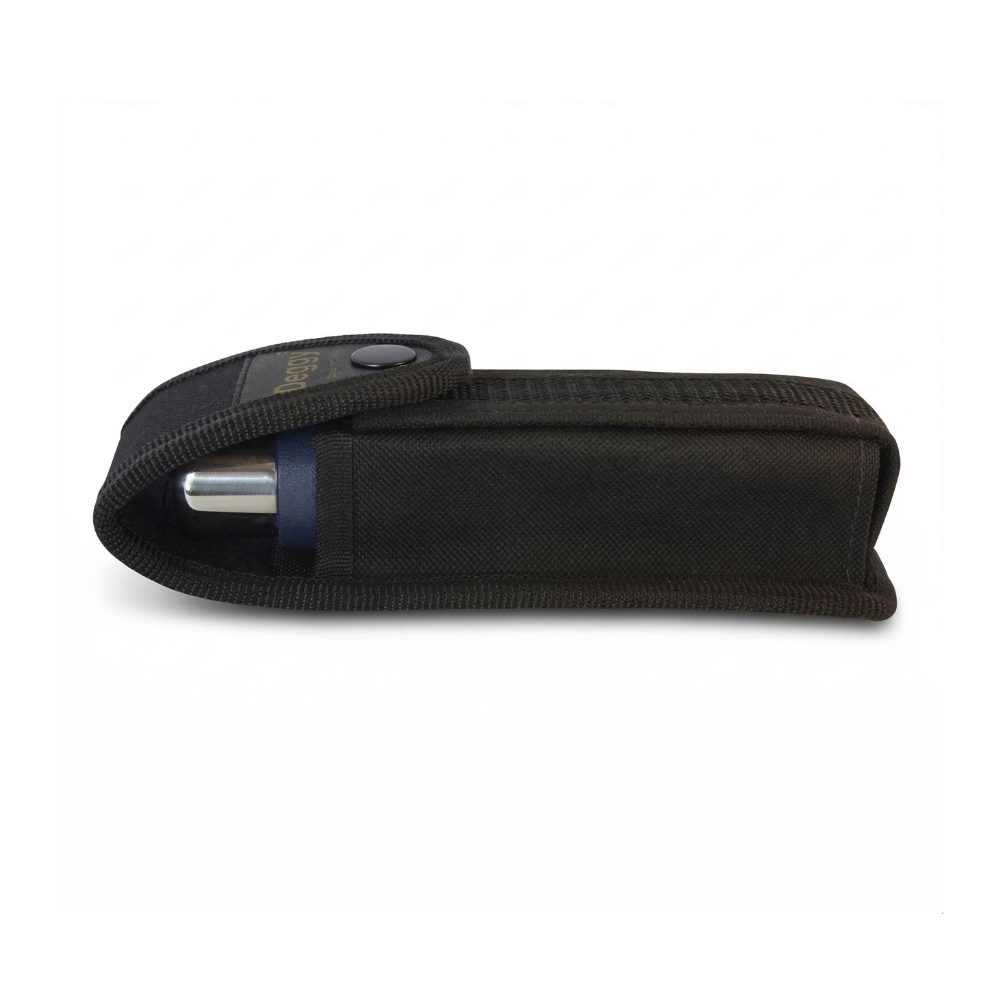 Deggy Steel Pen placed inside durable nylon holster used for patrols and inspections.